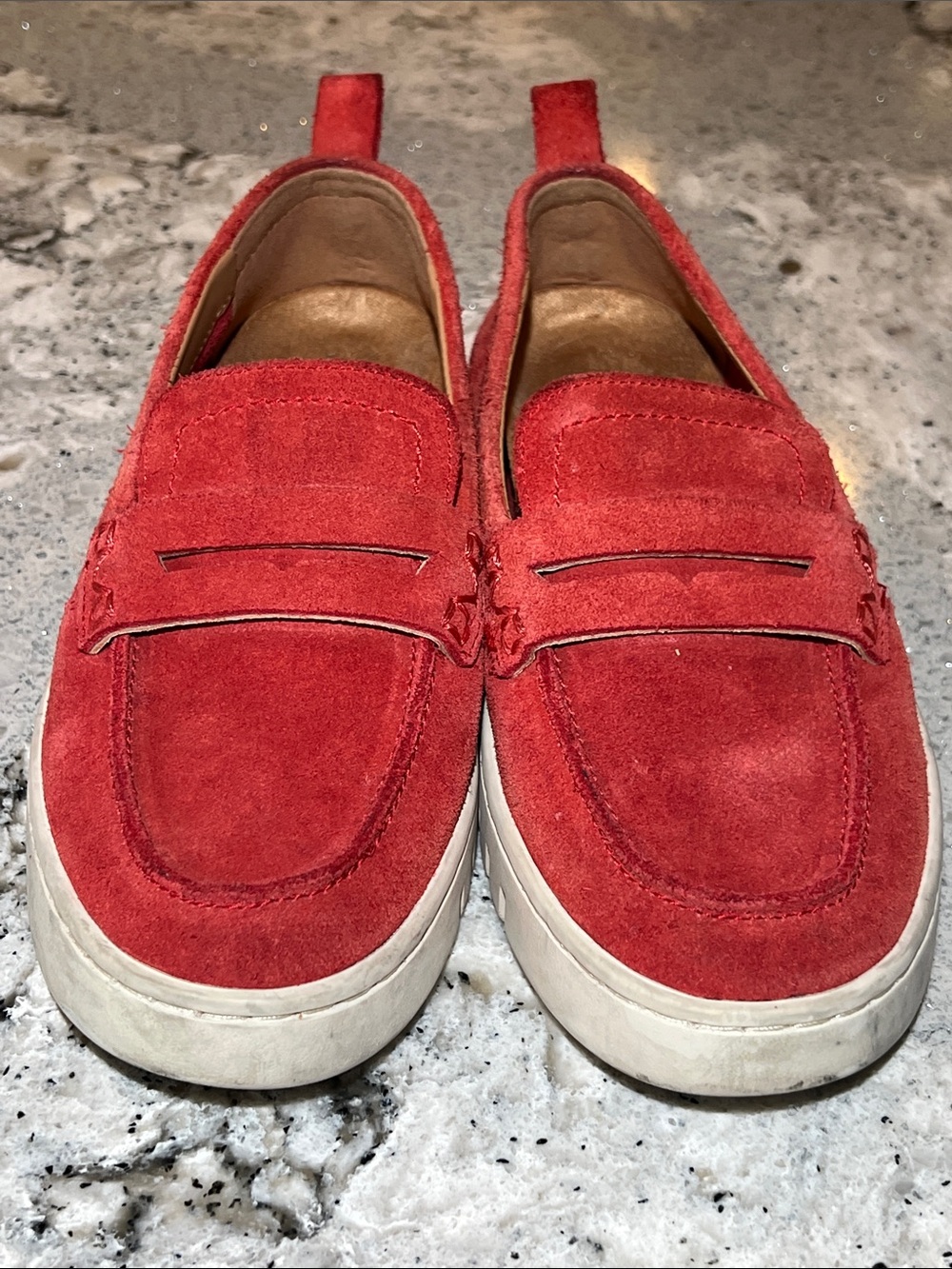 Vionic Uptown Suede Packable Travel Penny Loafers Red Size 6 - Picture 3 of 8